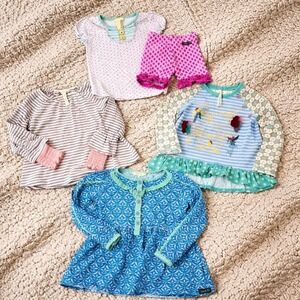 Matilda Jane Clothing Lot Tops Shorts Floral Striped Ruffle Whimsical Size 4/5